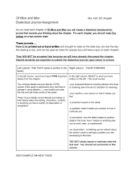 Of Mice And Men Dialectical Journal Assignment