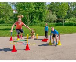 ideal fur bewegungsparcours motorik bewegungs set 56 teile in tasche fur drinnen und draussen m turnen im kindergarten bewegungsbaustelle turnen mit kindern