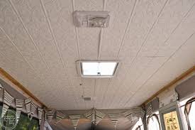 Pop Up Camper Remodel Giving The Ceiling A Facelift With Images Vintage Camper Interior Pop Up Camper