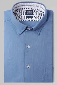 Slim Fit Sky Blue Shirt With Button Down Collar Boggi