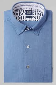 slim fit sky blue shirt with button down collar boggi