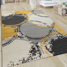 Kurzflor Teppich Kreis Design Teppich Gelb Teppich Teppichformen