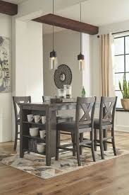 Caitbrook Dark Gray 5 Pc Rect Drm Counter Table 4 Uph Barstools Dining Room Small Grey Dining Room Dining Room Sets