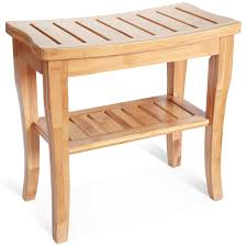 Amazon Com Deluxe Bamboo Shower Seat Bench With Storage Shelf Home Amp Kitchen Duschbank Kleines Bad Dekorieren Sitztruhe