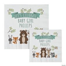 The woodland baby shower theme is extremely popular, so there is a lot of inspiration for you to draw from. Personalized Woodland Baby Shower Paper Napkins Oriental Trading