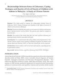 International psychology centre is staffed by a professional, accredited team of counselors who are qualified in treating clients with various mental health issues. Pdf Relationships Between Sense Of Coherence Coping Strategies And Quality Of Life Of Parents Of Children With Autism In Malaysia A Case Study Among Chinese Parents