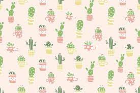 Cute Cactus In Pot Pattern Background Background Patterns Cactus Phone Background Patterns