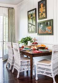 We also offer a wide. White Wicker Dining Chairs At Brown Wooden Table Cottage Dining Room