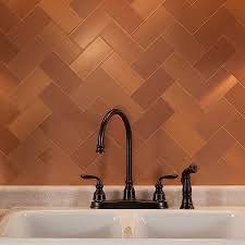 Brushed Copper Herringbone Tiles Absolutely Love These Metallic Backsplash Metal Tile Backsplash Tin Tile Backsplash