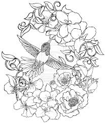 Hummingbird With Flowers Tattoo By Metacharis On Deviantart Bird Coloring Pages Flower Coloring Pages Coloring Pages