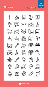 Birthday Icon Pack 45 Line Icons Bullet Journal Icons Birthday Icon Bullet Journal Ideas Pages