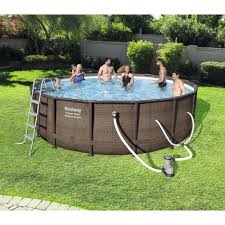 Connect the adaptor to the hose and put the other you are going to drain your pool. Bestway Power Steel Deluxe Series 14 Ft X 42 In Round Pool Set 15123 Bw New The Home Depot Best Above Ground Pool Above Ground Swimming Pools Swimming Pools