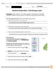 On a separate sheet, answer the questions that. Cell Energy Cycle Pdf Kiera Jones Name Date Student Exploration Chemical Energy Cellular Respiration Cell