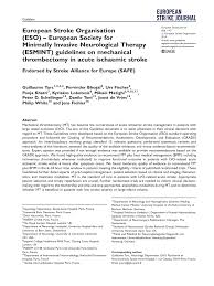 Tous les postes à pourvoir en une seule recherche. Pdf European Stroke Organisation Eso European Society For Minimally Invasive Neurological Therapy Esmint Guidelines On Mechanical Thrombectomy In Acute Ischaemic Strokeendorsed By Stroke Alliance For Europe Safe