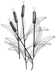 New Metal Wall Art Decor Sculpture Large Bronze Effect Bullrush Reeds Amazon Co Uk Kitchen Home