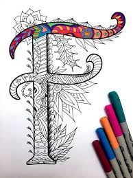 letter f zentangle inspired by the font etsy art caligraphie coloriage de maison
