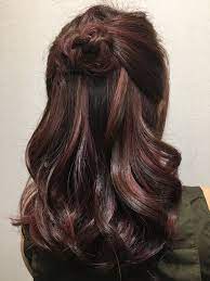 Rose Gold Highlight On Dark Brown Base Hair Color Created By Victor Liu Balayage Hair Brunette Hair Color Hair Color Dark