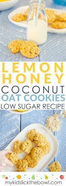 Lemon Honey Coconut Oat Cookies Low In Sugar But Yummy Recipe Dairy Free Cookies Low Sugar Snacks Low Sugar Recipes