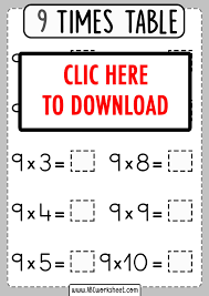 9 Nine Times Table Worksheet In 2020 Times Tables Worksheets Times Tables Math Practice Worksheets