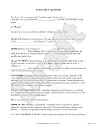 Such contracts also detail the length of a lease, rent cost, and terms and conditions of the lease. Free Rent To Own Agreement Free To Print Save Download