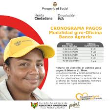 ATENCIÓN #Aracataca| Mañana miércoles inician los pagos del programa Renta  Ciudadana. Horario de atención al público para pagos: 8:00 am a 11:30 am. ❖  De lunes a viernes y deben presentarse a