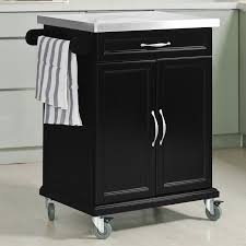 Sobuy Wood Kitchen Cabinet Kitchen Cart Island Storage Trolley With Stainless Steel Sur Black Kitchen Storage Kitchen Cabinet Storage Kitchen Storage Trolley