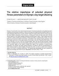Articles in this collection assess physical activity as it relates to improved public health. Pdf The Relative Importance Of Selected Physical Fitness Parameters In Olympic Clay Target Shooting