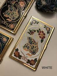 Eacme handmade card case purse vintage crazy horse leather. Vintage Cloisonne Butterfly Business Card Holder Alphavariable