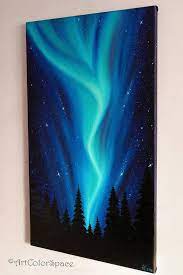 Original Painting Northern Lights By Artcolorspace About This Painting The Painting Han Northern Lights Art Aurora Borealis Art Northern Lights Art Painting