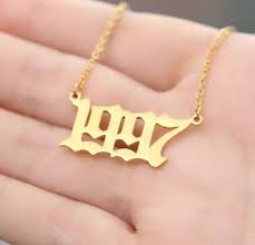 Custom Gold Year Necklace From 1985 To 2005 Length Of Chain Is 45 Cm Takes An Estimated 2 Weeks To Chain Necklace Styles Number Necklace Fashion Necklace