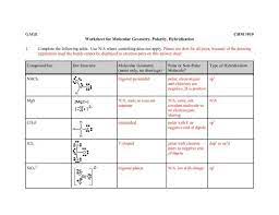 They can be understood as approximately local and hence transferable properties. Molecular Geometry Practice Worksheet With Answers Nidecmege
