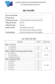 Thông tin về kỳ thi. Bai Thi Ä'anh Gia NÄƒng Lá»±c Cá»§a Ä'áº¡i Há»c Quá»'c Gia Tp Hcm NÄƒm 2019