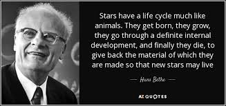 Change is to the caterpillar what the metamorphosis is to the human being. Hans Bethe Quote Stars Have A Life Cycle Much Like Animals They Get