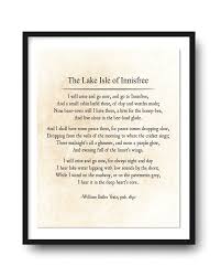 W B Yeats Lake Isle Of Innisfree Poetry Quote Art Print Etsy Yeats Poems Yeats Quotes Art Prints Quotes