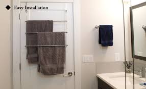 Kingston brass scc2298 pedestal towel rack, brushed. Amazon Com Mygift Over The Door 3 Tier Bathroom Towel Bar Rack With Chrome Plated Finish Home Kitchen