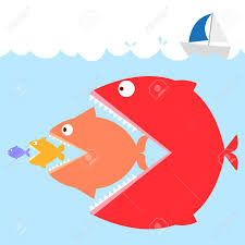 Colorful Of Fishs In The Sea In Meaning : Big Fish Eat Small.. Royalty Free  Cliparts, Vectors, And Stock Illustration. Image 38567342.