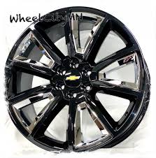 Black And Chrome Truck Rims 24 Inch Rims Tahoe In 2020 Chrome Rims Silverado Rims Chrome