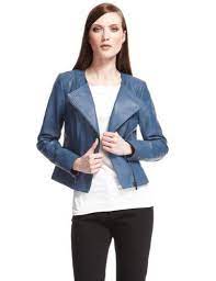 Leather Embossed Biker Jacket Autograph M S Jackets Biker Jacket Embossed Leather