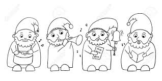 Get kids excited for the elf on the shelf to return this christmas with these free coloring pages you can print at home. Hand Drawn Vector Outline Illustration Of Christmas Gnomes Playing Musical Instruments For Coloring Pages Cute Design For Winter Holidays Funny Cartoon Characters Of Santa Helpers Isolated On White Ilustraciones Vectoriales Clip Art Vectorizado