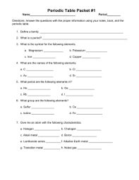 Answer key powerpoint worksheet pe i di 1. Periodic Table Worksheet Package
