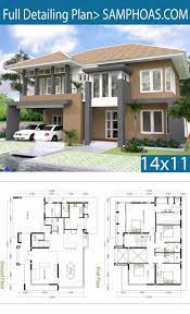 Duplex house plans are quite common in college cities/towns where there is a need for affordable temporary housing. Free 4 Bedroom House Plans New 4 Bedrooms Home Design Plan Size 14x11m Free House Design Duplex House Design Modern House Design