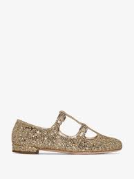 gold double t bar glitter pumps