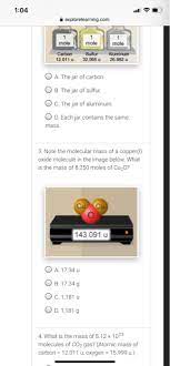 Note the molecular mass of a copper(i) oxide molecule in. 1 04 Explorelearning Com Mole Mole Mole Sulfur 32 065 Chegg Com