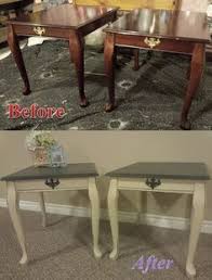 Queen Anne Side Tables Before And After Annie Sloan Chalk Paint Graphite And Old Ochre Moretha Furniture Makeover Painted Furniture Repurposed Furniture