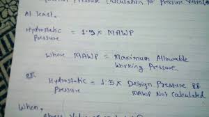 Hydro Test Pressure Calculation For Pressure Vessel Piping