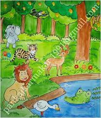 In this video my cat (fluffy) will be included. Easy Jungle Painting With Water Colour By Pankaj Karmakar Jungle Drawing Art Drawings For Kids Oil Pastel Drawings Easy