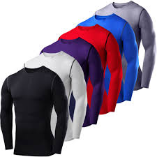 mens compression base layer top t shirt thermal long sleeve under shirt body tee