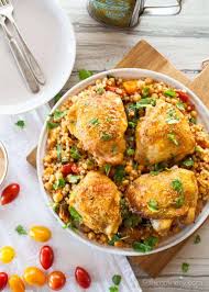 Whisk the remaining tablespoon of oil with the lemon juice and. Paprika Chicken With Israeli Couscous Chickpea Salad The Noshery