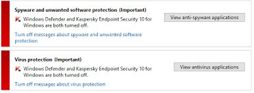 My Windows Defender And Kaspersky Endpoint Security 10 Are Both Microsoft Community