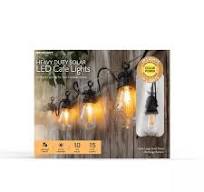 Merkury Heavy Duty Solar LED Cafe Lights, 10 Bulbs 15' L ...
